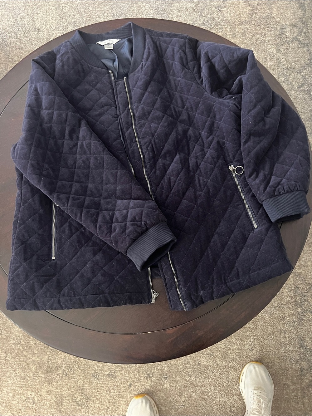 CJ Banks Quilted Navy Bomber Jacket - women size x